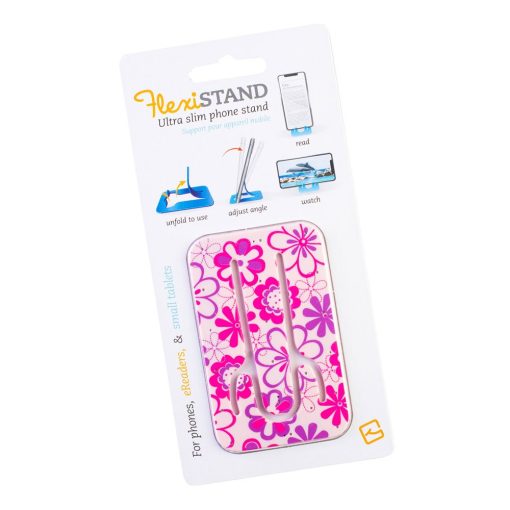 Suport telefon flexibil Floare Roz, TG, 8190140, roz, plastic, metal, saculet si laveta incluse