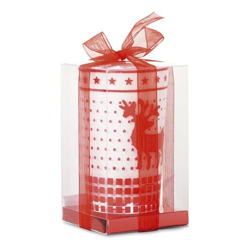 Lumanare decorativa in suport de sticla cu ren