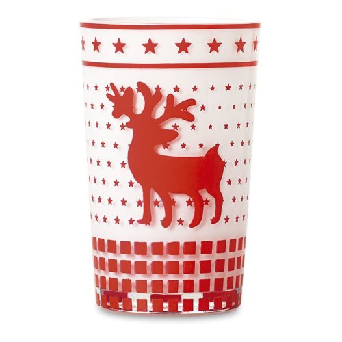 Lumanare decorativa in suport de sticla cu ren