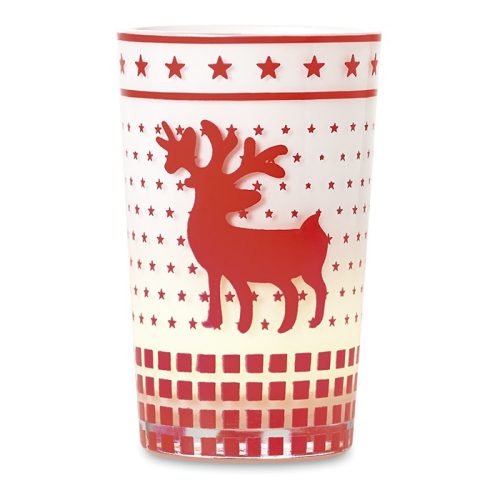 Lumanare decorativa in suport de sticla cu ren