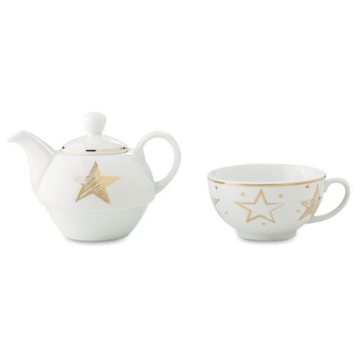 Ceainic ceramic alb cu stelute aurii CDT-CX1430-99