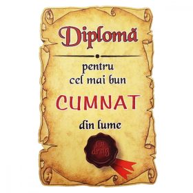 Magnet Diploma pentru cel mai bun CUMNAT din lume, lemn