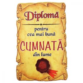 Magnet Diploma pentru cea mai buna CUMNATA din lume, lemn