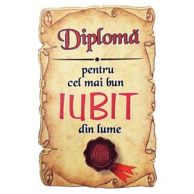 Magnet Diploma pentru cel mai bun IUBIT din lume, lemn