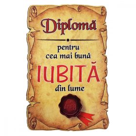 Magnet Diploma pentru cea mai buna IUBITA din lume, lemn
