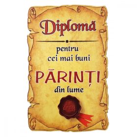 Magnet Diploma pentru Cei mai buni PARINTI din lume, lemn