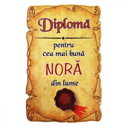 Magnet Diploma pentru Cea mai buna NORA din lume, lemn