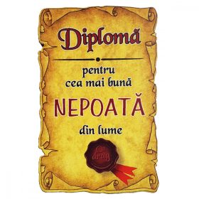 Magnet Diploma pentru Cea mai buna NEPOATA din lume, lemn
