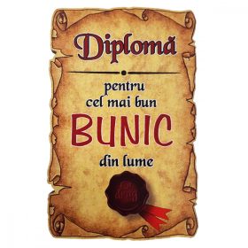 Magnet Diploma pentru cel mai bun BUNIC din lume, lemn