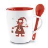 Cana cu lingurita cu design de Craciun, Everestus, 20IAN2558, Multicolor, Ceramica