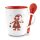 Cana cu lingurita cu design de Craciun, Everestus, 20IAN2558, Multicolor, Ceramica