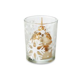   Lumanare cu suport inclus, design de Craciun, Everestus, SGS09, sticla, auriu