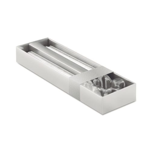 Set 2 lumanari cu suport din sticla, Everestus, 9IA19056, Argintiu