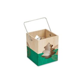   Suport pentru lumanare cu gemulet in forma de bradut, Everestus, 9IA19394, Lemn, Natur, Verde