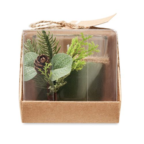 Lumanare de Craciun, Everestus, 18SEP2476, 10x8.5x8.5 cm, Sticla, Verde