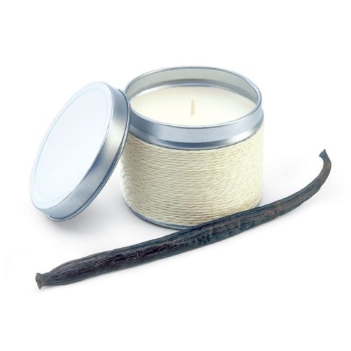 Lumanare parfumata vanilie, in cutiuta metalica, Everestus, LPD15,alb, laveta inclusa