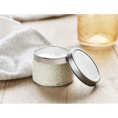 Lumanare parfumata vanilie, in cutiuta metalica, Everestus, LPD15,alb