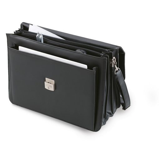 Servieta Laptop din imitatie piele, pvc, Everestus, GL29, negru, saculet de calatorie si eticheta bagaj incluse