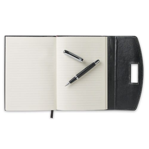 Agenda pentru notite A5, pix metalic inclus, Everestus, CA1, poliuretan, negru