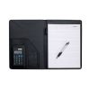 Mapa A4 cu calculator solar si pix inclus, Everestus, MC4, piele ecologica, negru