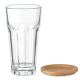 Pahar, Everestus, 22FEB1275, 300 ml, Ø7.7x14.2 cm, Sticla, Bambus, Transparent