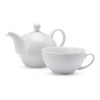 Set ceainic si ceasca de ceai, 400 ml, ceramica, Everestus, CE02, alb, saculet de calatorie inclus