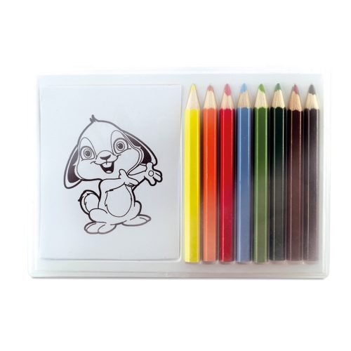 Set de colorat cu 8 creioane, Everestus, 20APR009, lemn, multicolor, saculet de calatorie inclus