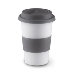   Cana ceramica 400 ml cu capac si manson, Everestus, 20IAN1117, Gri