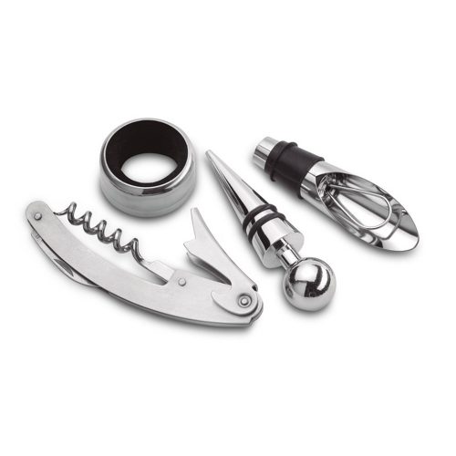 Set vin in cutie metalica, otel inoxidabil, Everestus, AV13, argintiu mat