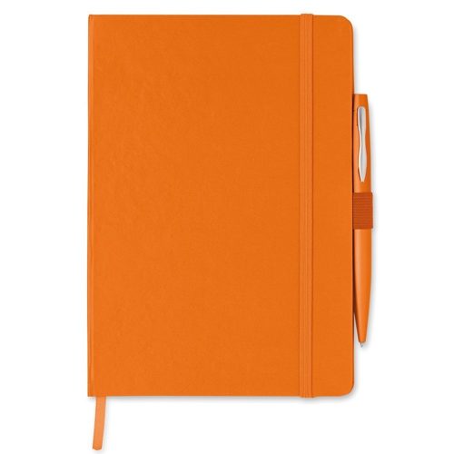 Agenda A5 cu pagini dictando, coperta cu elastic, Everestus, AG11, hartie, portocaliu, lupa de citit inclusa