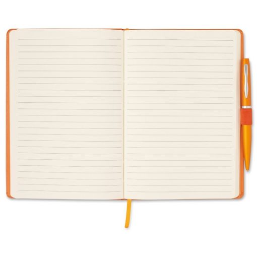 Agenda A5 cu pagini dictando, coperta cu elastic, Everestus, AG11, hartie, portocaliu, lupa de citit inclusa