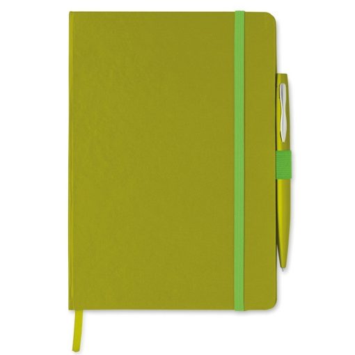 Agenda A5 cu pagini dictando, coperta cu elastic, Everestus, AG10, hartie, verde