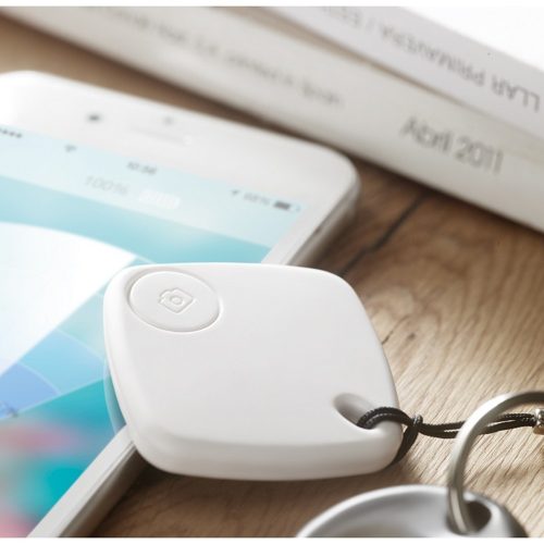 Breloc cu dispozitiv anti pierdere, Everestus, KR0318, plastic, alb