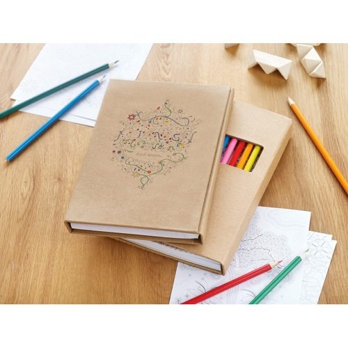 Carte de colorat 50 file, 12 creioane incluse, carton, hartie, Everestus, DE1, natur