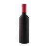 Set 3 accesorii de vin in cutie cu forma de sticla, Everestus, SEAV01, otel inoxidabil, negru, rosu, saculet de calatorie inclus
