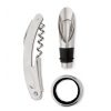 Set 3 accesorii de vin in cutie cu forma de sticla, Everestus, SEAV01, otel inoxidabil, negru, rosu