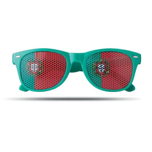 Ochelari de soare cu steagul Portugaliei pe lentila, Everestus, OSSG055, policarbonat, verde