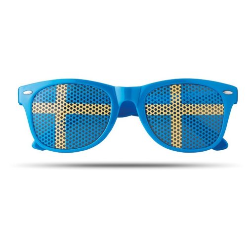 Ochelari de soare cu steagul Suediei pe lentila, Everestus, OSSG052, policarbonat, albastru, laveta inclusa