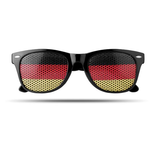 Ochelari de soare cu steagul Germaniei pe lentila, Everestus, OSSG061, policarbonat, negru, laveta inclusa