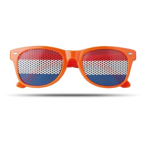 Ochelari de soare cu steagul Olandei pe lentila, Everestus, OSSG057, policarbonat, portocaliu, laveta inclusa