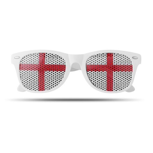 Ochelari de soare cu steagul Angliei pe lentila, Everestus, OSSG054, policarbonat, alb, laveta inclusa