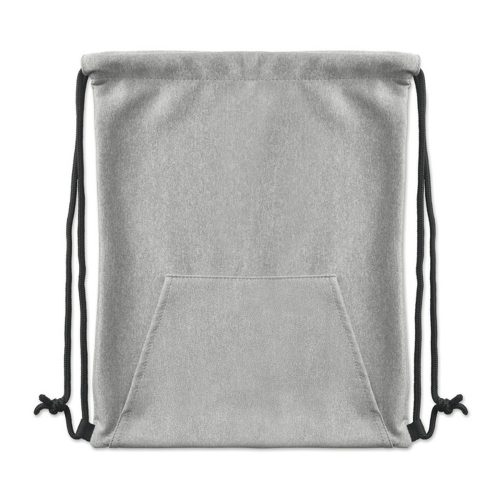 Saculet cu cordon si buzunar frontal, Everestus, SA04, tesatura lana, gri