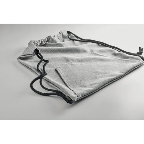 Saculet cu cordon si buzunar frontal, Everestus, SA04, tesatura lana, gri