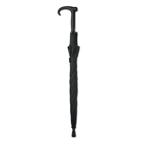 Umbrela baston 23 inch, cu deschidere automata, poliester 190T, fibra de sticla, Everestus, UA1, negru