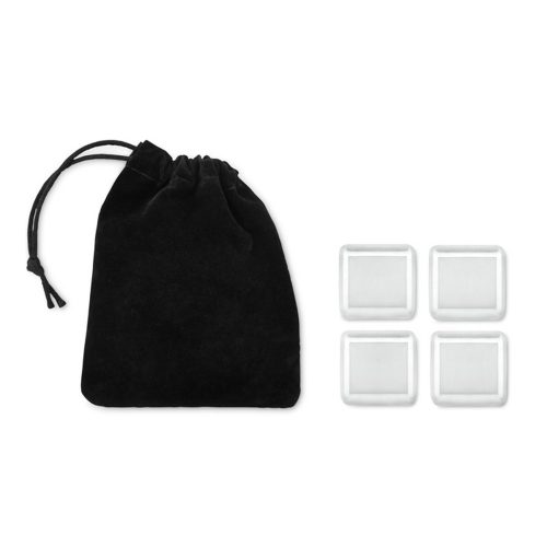 Set de 4 cuburi de gheata in husa, otel inoxidabil, Everestus, AV7, negru
