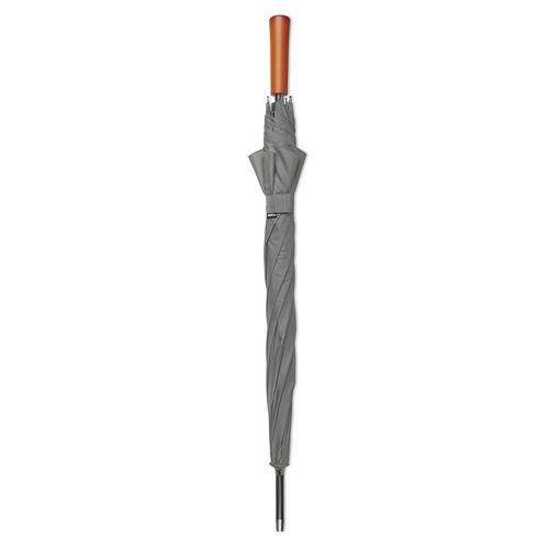 Umbrela 23 inch cu maner din lemn, deschidere automata, tesatura 190T rpet, metal, Everestus, UA41, gri