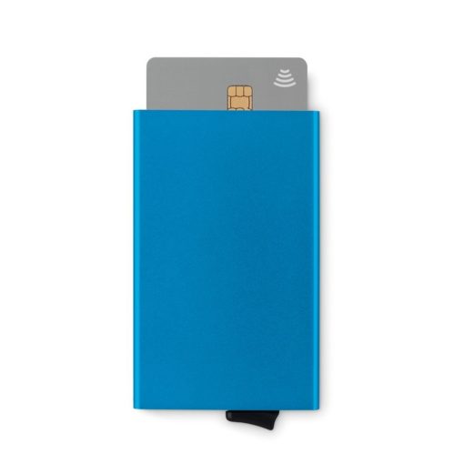 Portcard din aluminiu cu protectie RFID, Everestus, RF02, albastru, 65x7x100 mm