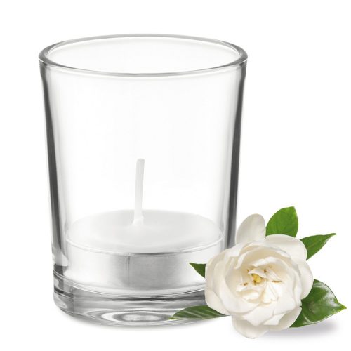 Lumanare aromatizata in sticla transparenta, Everestus, 9IA19054, Alb