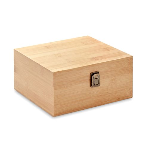 Set pentru whisky, 11 piese, 21,3x19,5x10,4 cm, Everestus, 20SEP0644, Sticla, Bambus, Natur