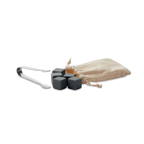 Set pentru whisky, 10 piese, 13x10,9x3,8 cm, Everestus, 20SEP0645, Piatra, Bambus, Natur